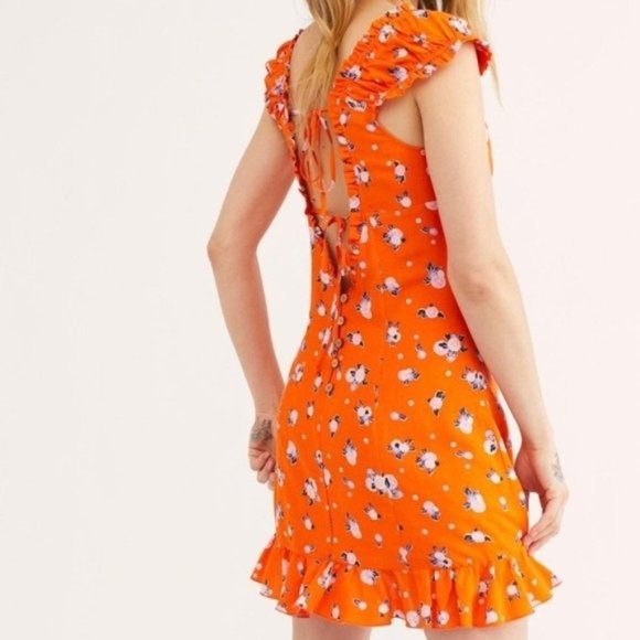 Free People Like A Lady Printed Mini Dress L - Picture 3 of 3